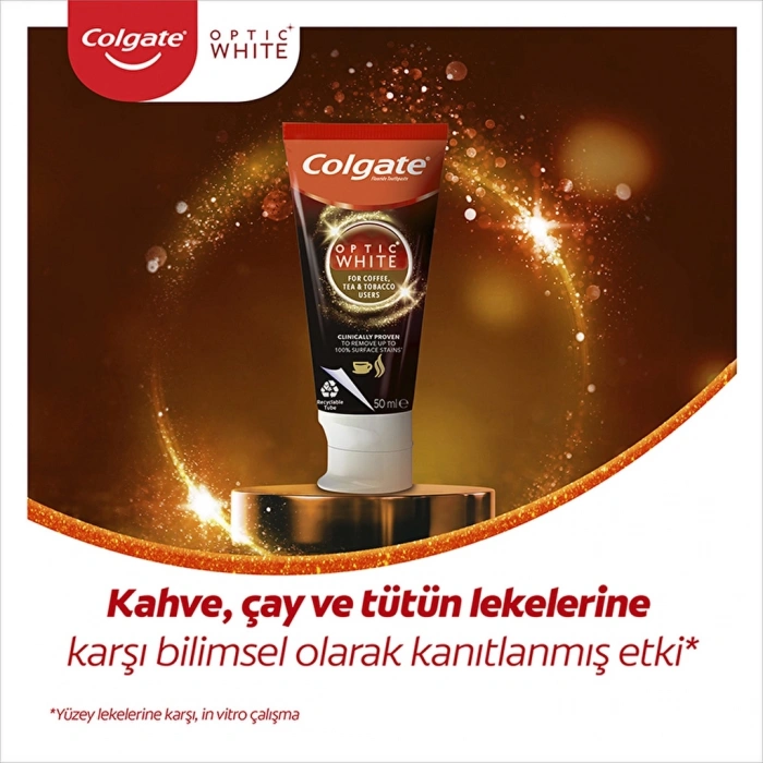 Colgate Optic White Kahve, Çay ve Tütün Kullanıcıları İçin Beyazlatıcı Diş Macunu 50 ml x 2
