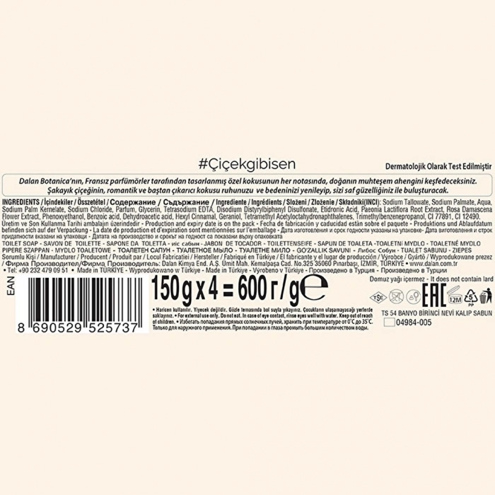 Dalan Botanica Şakayık Banyo & Duş Sabunu 150 gr x 4
