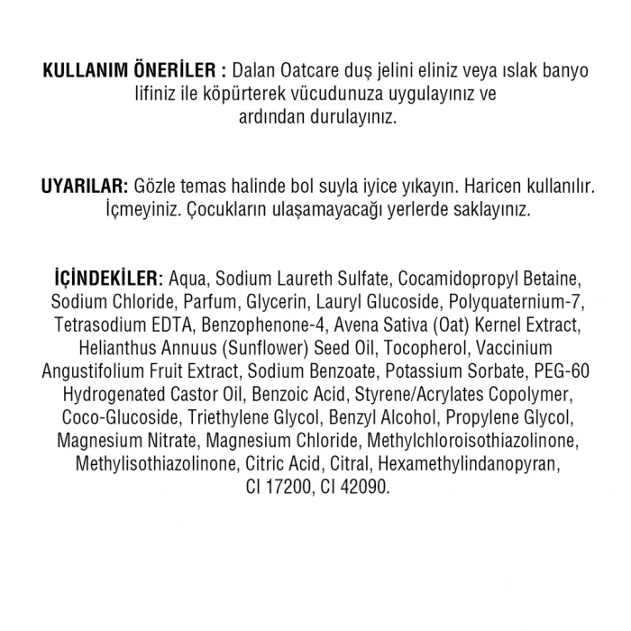 Dalan Oatcare Duş Jeli Yaban Mersini 450 ml