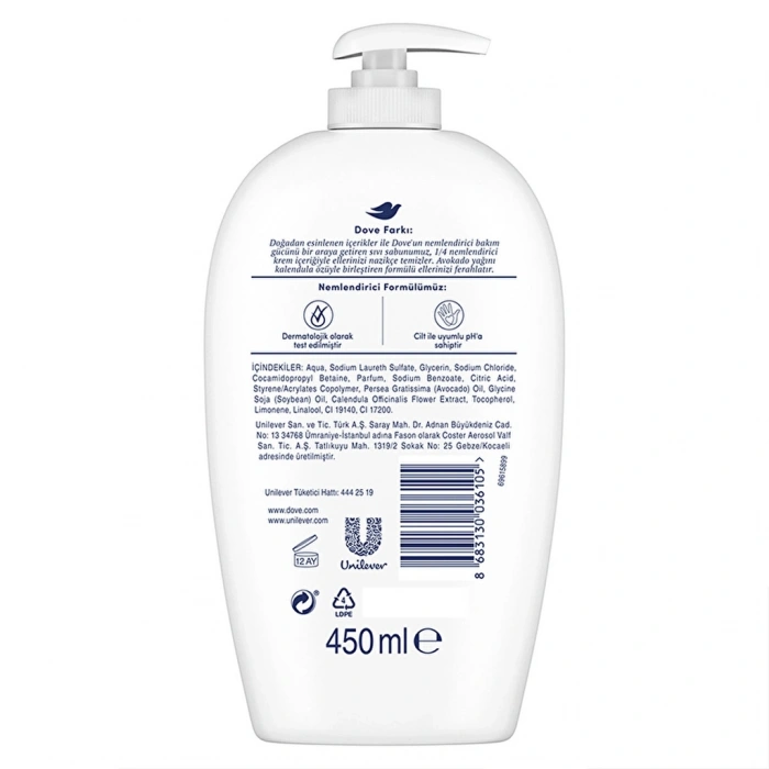 Dove Avokado Yağı ve Kalendula Özü Sıvı Sabun 450 ml