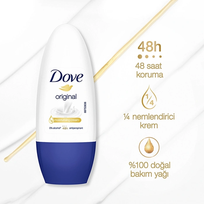 Dove Kadın Roll On Deodorant Original 1/4 Nemlendirici Krem Etkili 50 ml