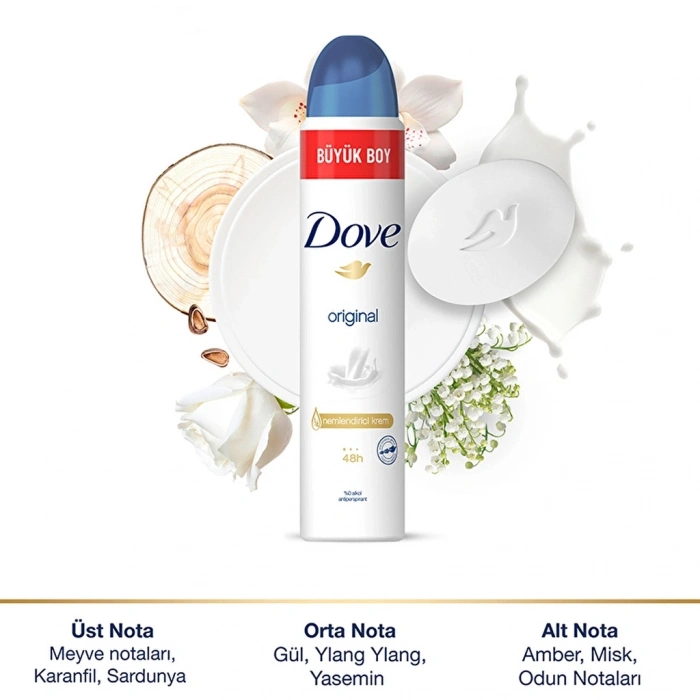 Dove Kadın Sprey Deodorant 1/4 Nemlendirici Krem Original Büyük Boy 200 ml