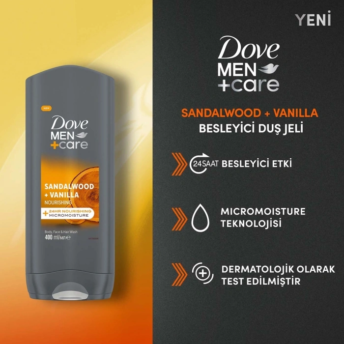 Dove Men +Care Sandalwood + Vanilla Besleyici Duş Jeli 400 ml