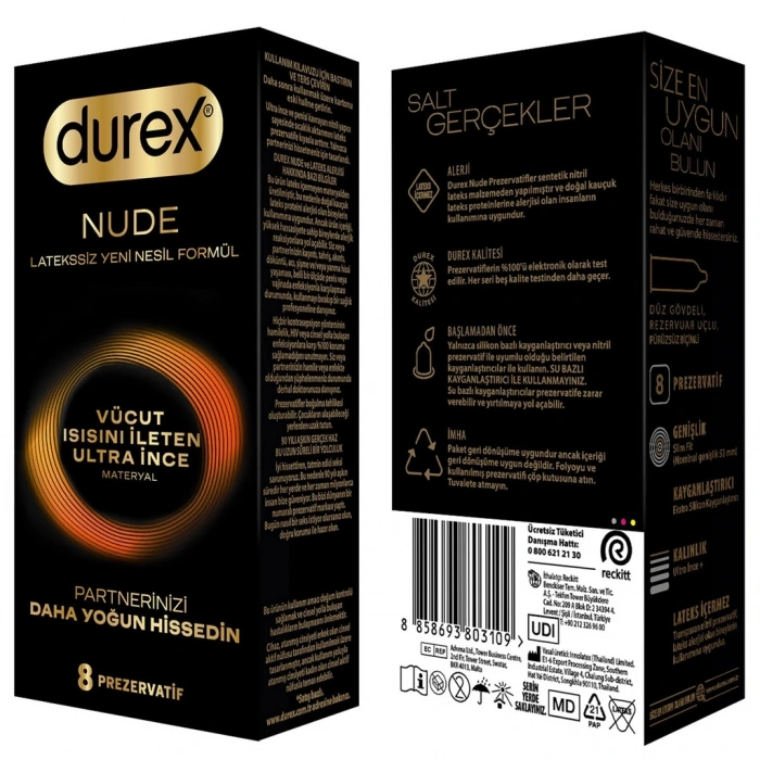 Durex Nude Vücut Isısını İleten Ultra İnce Prezervatif 8li