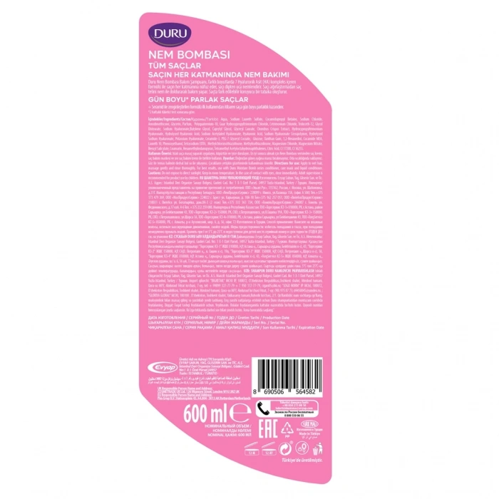 Duru Nem Bombası Güçlü & Parlak Şampuan 600 ml