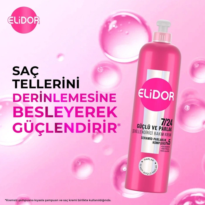 Elidor Güçlü ve Parlak Kuru ve Mat Saçlar İçin Şekillendirici Saç Bakım Kremi 240 ml