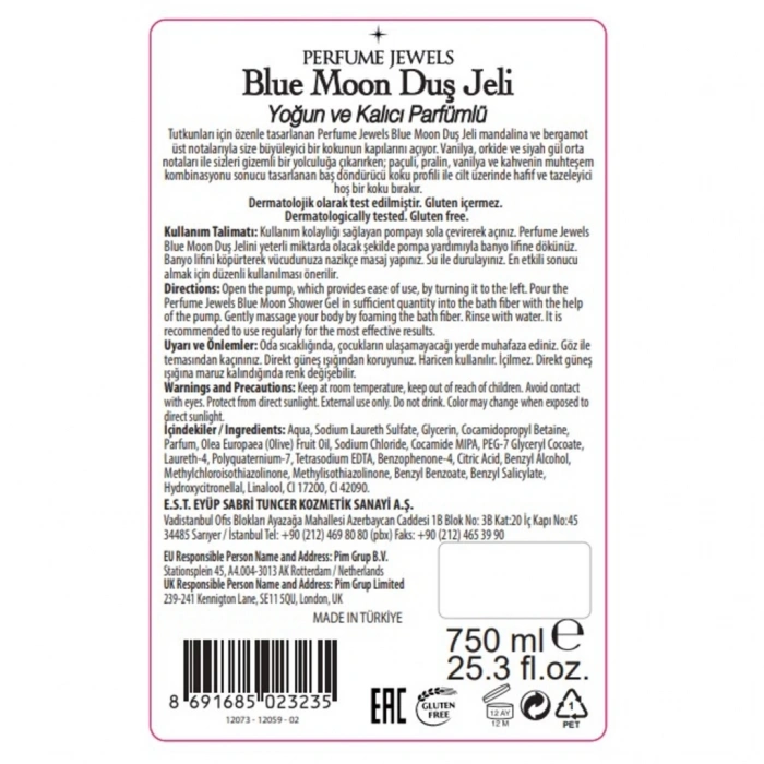 Eyüp Sabri Tuncer Perfume Jewels Duş Jeli Blue Moon 750 ml