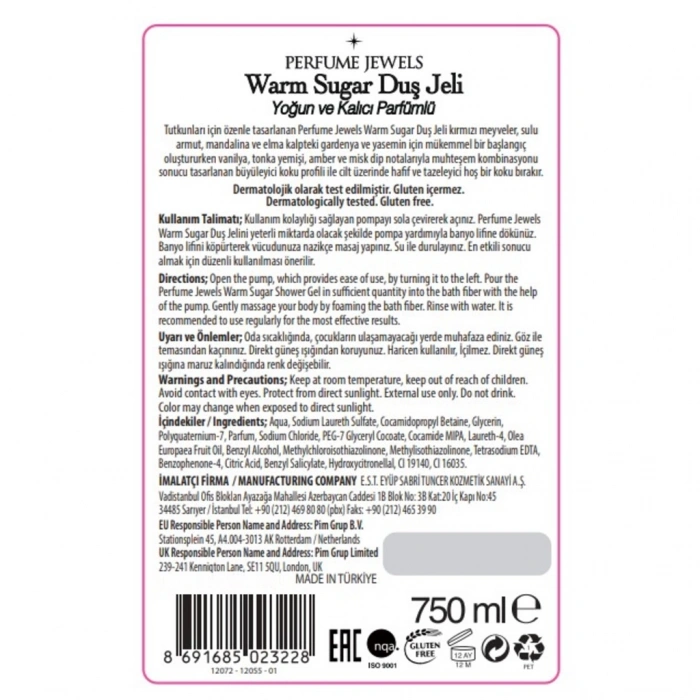 Eyüp Sabri Tuncer Perfume Jewels Duş Jeli Warm Sugar 750 ml