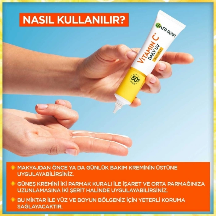 Garnier C Vitamini Parlak Günlük Güneş Koruyucu Fluid SPF50 Görünmez Doku 40 ml