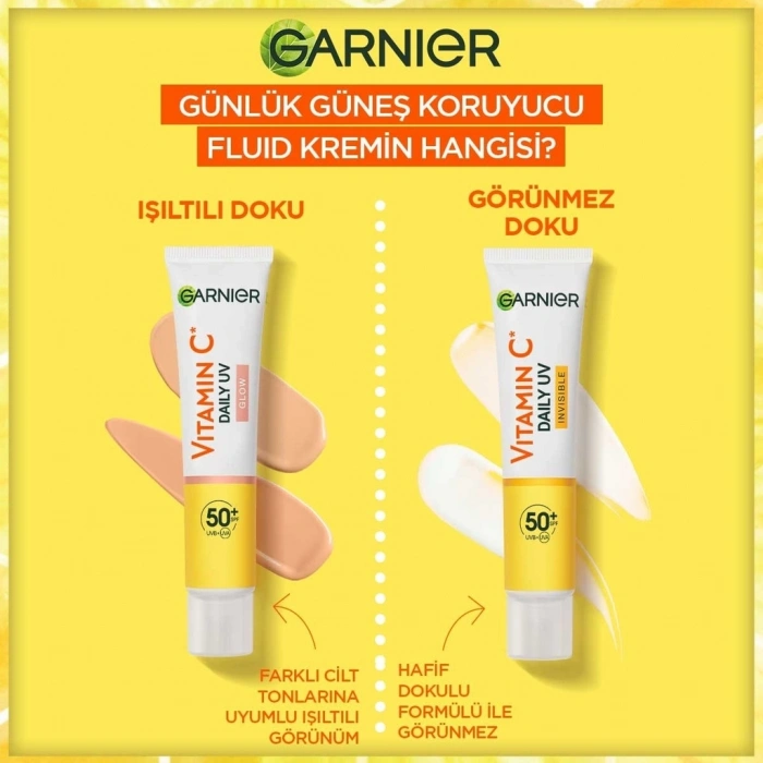 Garnier C Vitamini Parlak Günlük Güneş Koruyucu Fluid SPF50 Görünmez Doku 40 ml