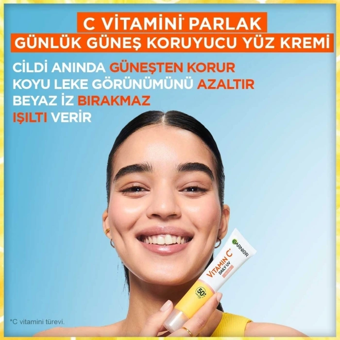 Garnier C Vitamini Parlak Günlük Güneş Koruyucu Fluid SPF50 Işıltılı Doku 40 ml