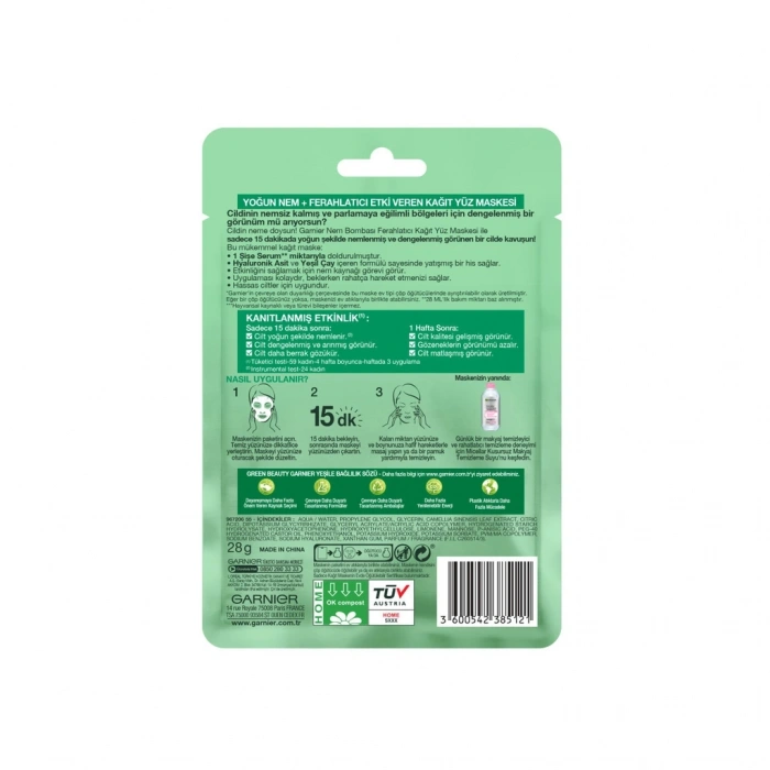 Garnier Nem Bombası Ferahlatıcı Kağıt Maske 28 gr