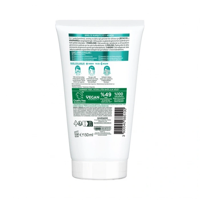 Garnier Saf Temiz 3ü 1 Arada Peeling 150 ml