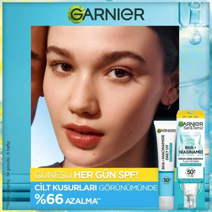 Garnier Saf ve Temiz BHA Niacinamide Günlük Güneş Koruyucu Fluid SPF50 40 ml