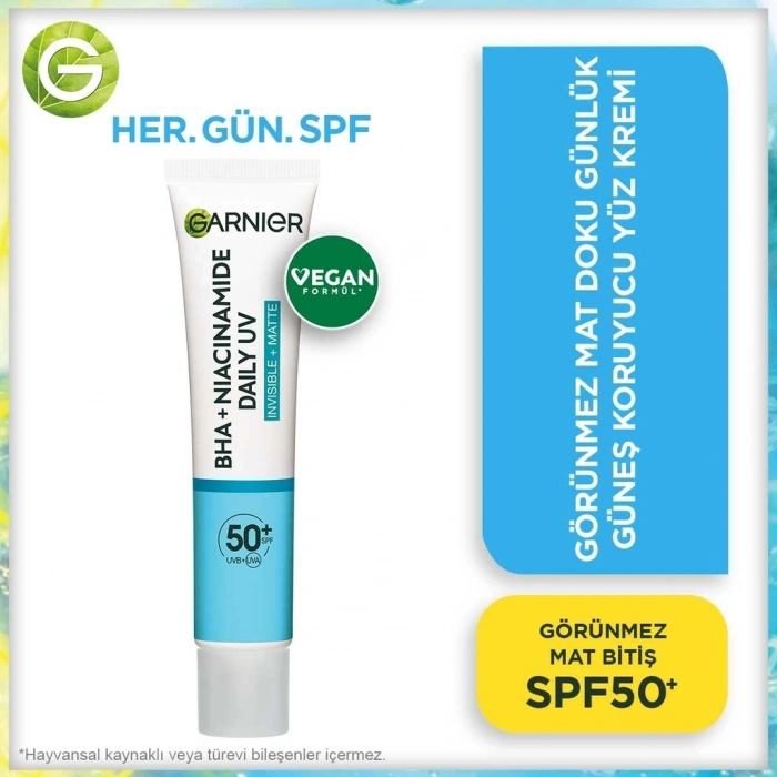 Garnier Saf ve Temiz BHA Niacinamide Günlük Güneş Koruyucu Fluid SPF50 40 ml