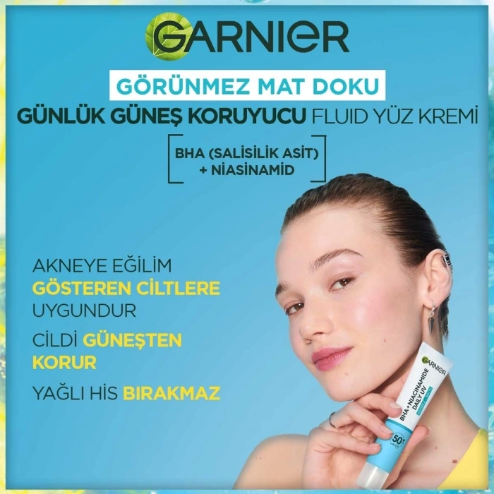 Garnier Saf ve Temiz BHA Niacinamide Günlük Güneş Koruyucu Fluid SPF50 40 ml