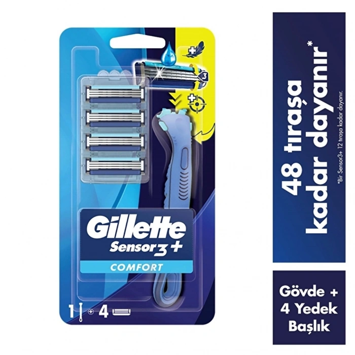 Gillette Sensor3+ Comfort 4lü Yedek Bıçağı Başlıklı Tıraş Makinesi