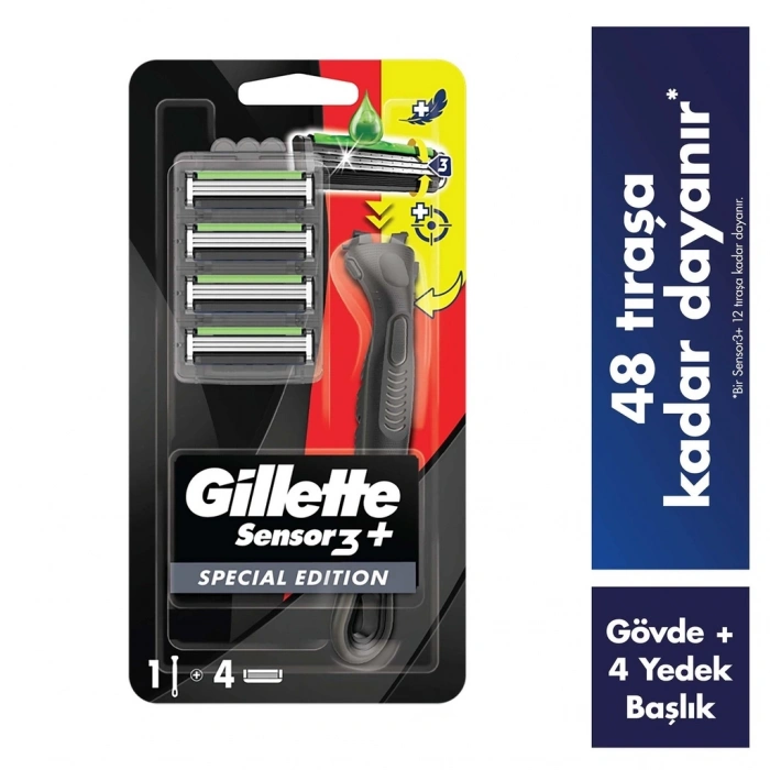 Gillette Sensor3+ Special Edition Başlıklı Tıraş Makinesi + 4 Adet Yedek Tıraş Bıçağı