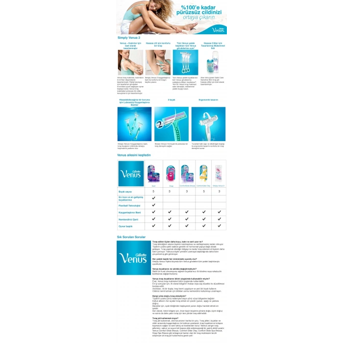 Gillette Simply Venus 2 Kullan At Kadın Tıraş Bıçağı 2li