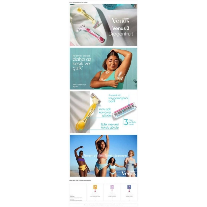 Gillette Simply Venus 3 Dragonfruit Kullan At Tıraş Bıçağı 3lü