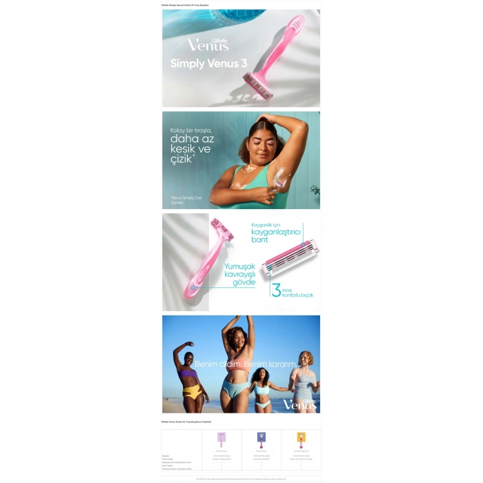 Gillette Simply Venus 3 Kullan At Kadın Tıraş Bıçağı 4lü Paket