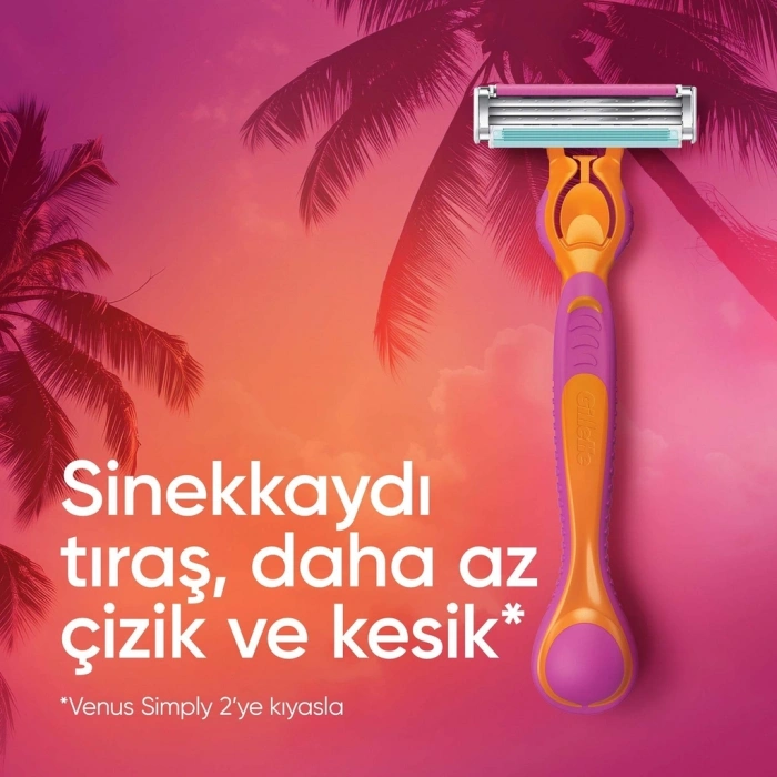 Gillette Simply Venus 3 Miami Tıraş Makinesi Gövdesi + 4 Bıçak
