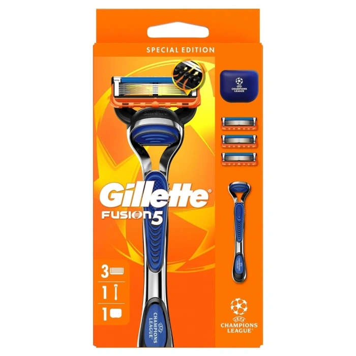 Gillette UEFA Champions League Special Edition Fusion5 Erkekler İçin Tıraş Makinesi (3 Başlıklı)