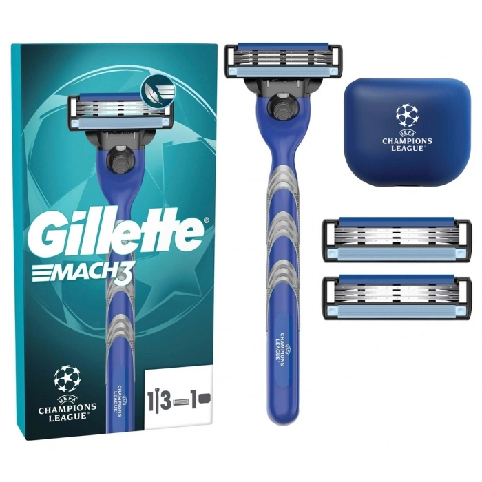 Gillette UEFA Champions League Special Edition Mach3 Erkekler İçin Tıraş Makinesi (3 Başlıklı)