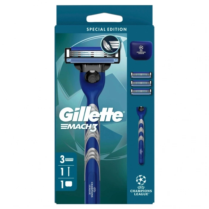 Gillette UEFA Champions League Special Edition Mach3 Erkekler İçin Tıraş Makinesi (3 Başlıklı)