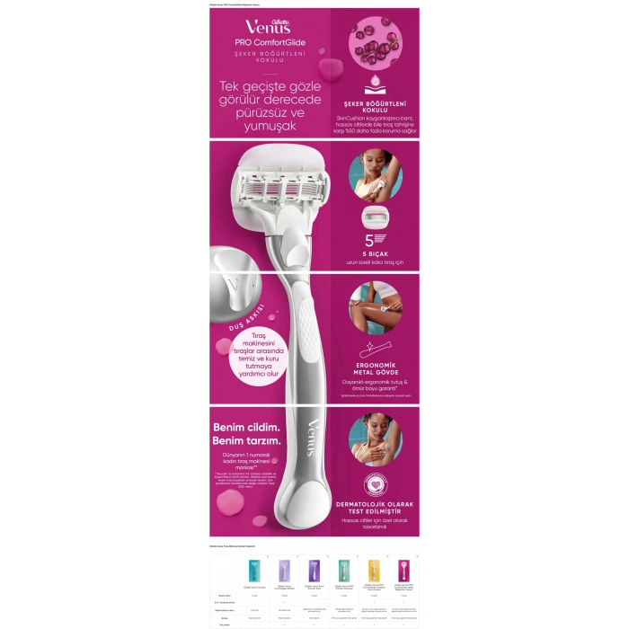 Gillette Venus Comfort Glide Sugarberry Tıraş Makinesi + 1 Adet Başlık