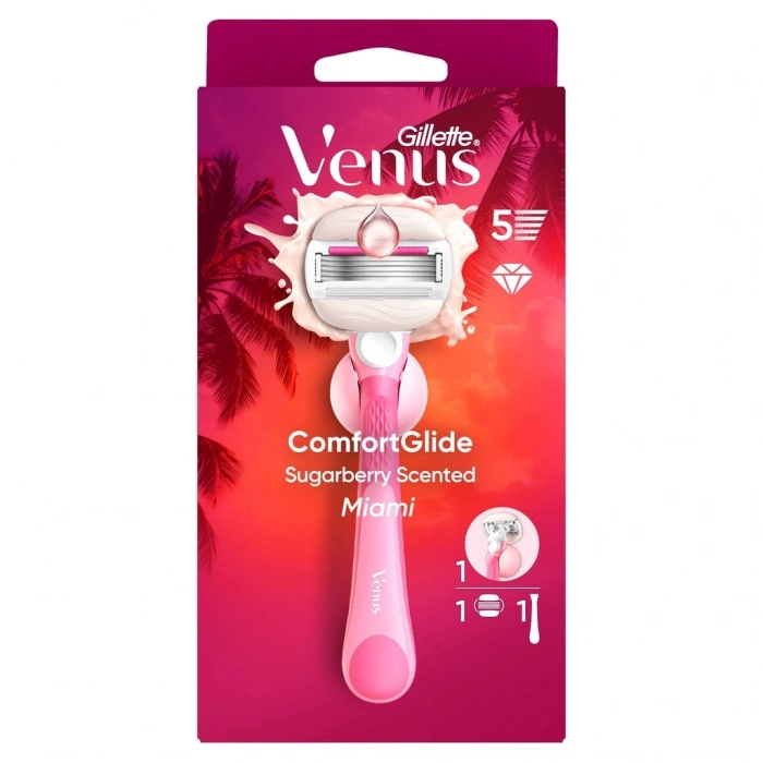 Gillette Venus ComfortGlide Sugarberry Kokulu Miami Kadın 5 Bıçaklı Tıraş Makinesi