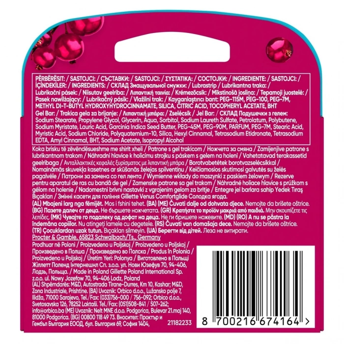 Gillette Venus ComfortGlide Sugarberry Kokulu Miami Kadın Tıraş Makinesi (3 Yedek Başlık)