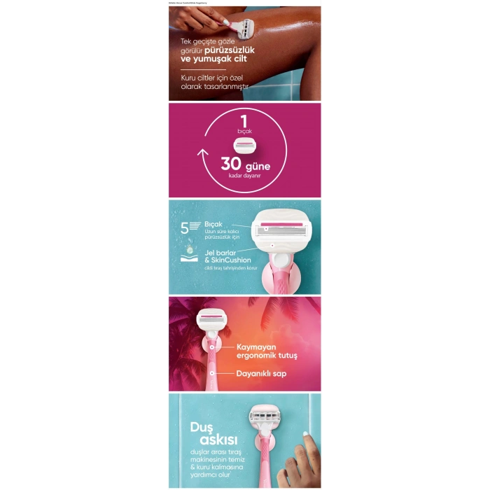 Gillette Venus ComfortGlide Sugarberry Kokulu Miami Kadın Tıraş Makinesi (3 Yedek Başlık)