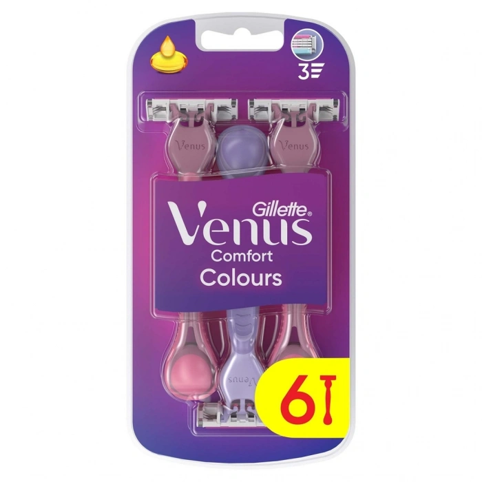 Gillette Venus Renkli 3 Bıçaklı Kullan At Kadın Tıraş Bıçağı 4 + 2 Adet
