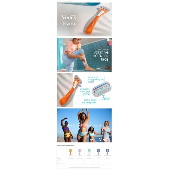Gillette Venus Riviera 3 Bıçaklı Kullan At Kadın Tıraş Bıçağı 2li