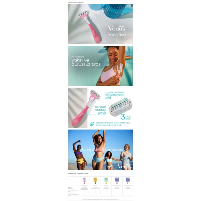 Gillette Venus Sensitive Kadın Tıraş Makinesi 3lü