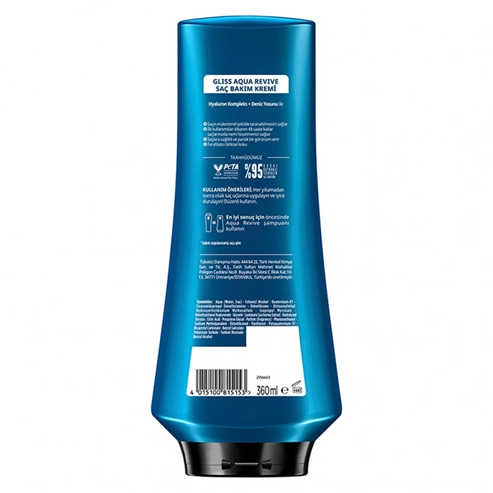 Gliss Aqua Revive Nemlendirici Saç Bakım Kremi - Hyaluron ve Deniz Yosunu Özü ile 360 ml