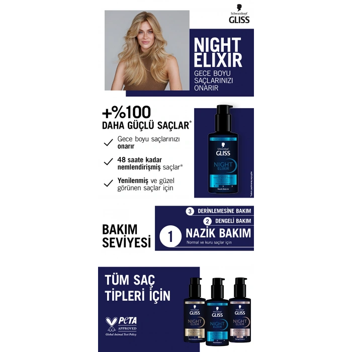 Gliss Night Elixir Nemlendirici Gece Saç Bakım Serumu 100 ml