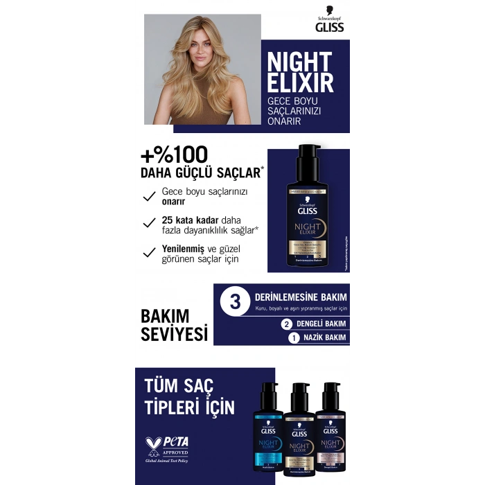 Gliss Night Elixir Onarıcı Gece Saç Bakım Serumu 100 ml