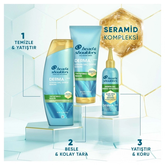 Head & Shoulders DermaXPro Yatıştırıcı Kepek Karşıtı Şampuan Aloe Vera Özü ve Seramid İle 300 ml