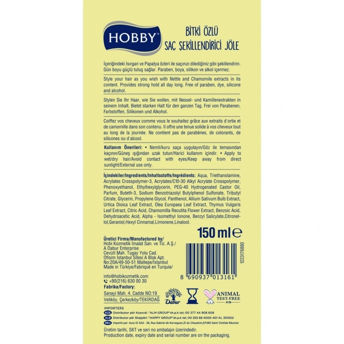 Hobby Bitki Özlü Saç Şekillendirici Jöle Isırgan & Papatya 150 ml