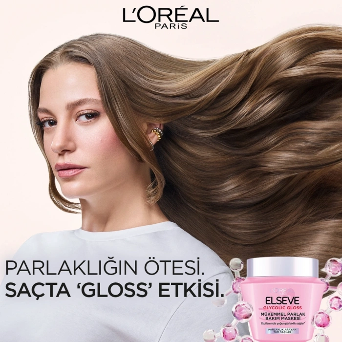 Loreal Paris Elseve Glycolic Gloss Mükemmel Parlaklık Veren Saç Bakım Maskesi 300 ml