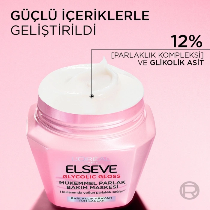 Loreal Paris Elseve Glycolic Gloss Mükemmel Parlaklık Veren Saç Bakım Maskesi 300 ml