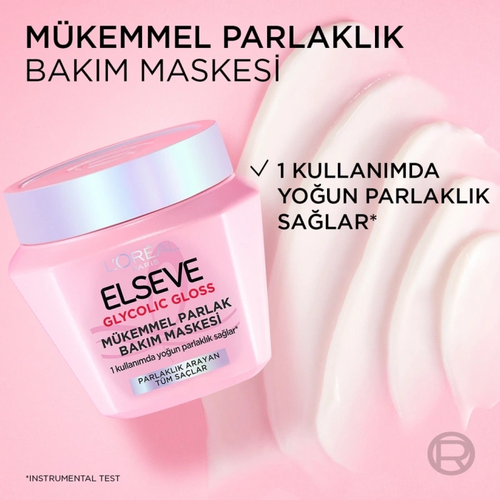 Loreal Paris Elseve Glycolic Gloss Mükemmel Parlaklık Veren Saç Bakım Maskesi 300 ml