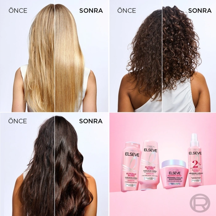 Loreal Paris Elseve Glycolic Gloss Mükemmel Parlaklık Veren Saç Bakım Maskesi 300 ml