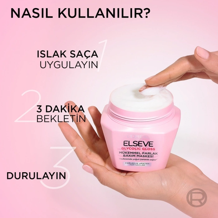 Loreal Paris Elseve Glycolic Gloss Mükemmel Parlaklık Veren Saç Bakım Maskesi 300 ml