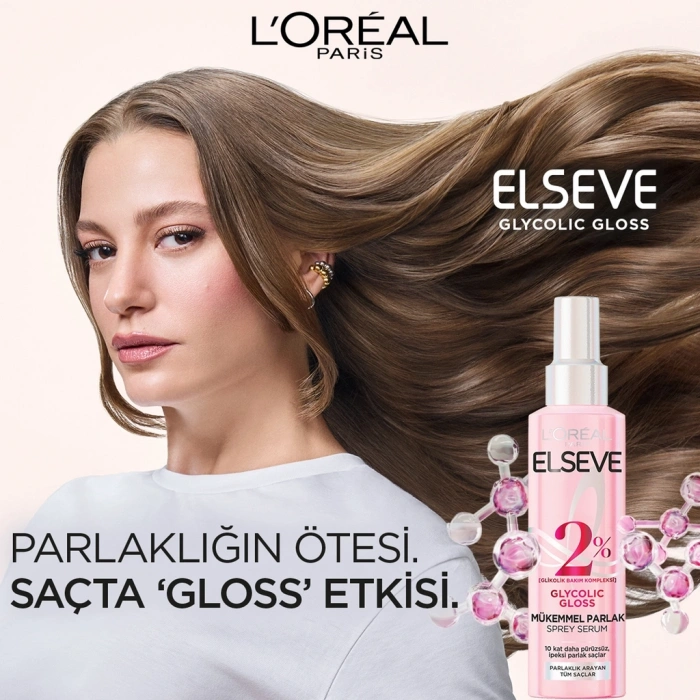 Loreal Paris Elseve Glycolic Gloss Mükemmel Parlaklık Veren Saç Bakım Sprey Serumu 150 ml