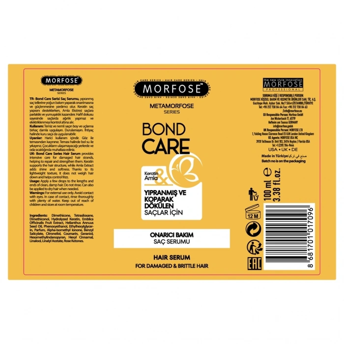 Morfose Metamorfose Bond Care Onarıcı Bakım Saç Serumu 100 ml