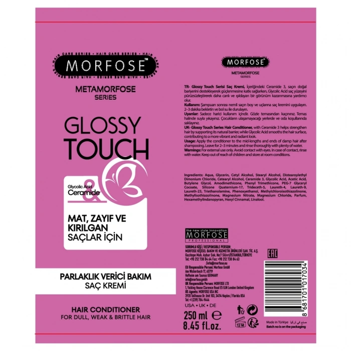 Morfose Metamorfose Glossy Touch Parlaklık Verici Bakım Saç Kremi 250 ml