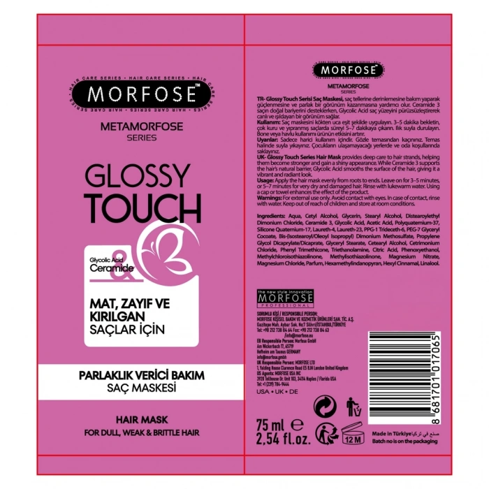 Morfose Metamorfose Glossy Touch Parlaklık Verici Bakım Saç Maskesi 75 ml